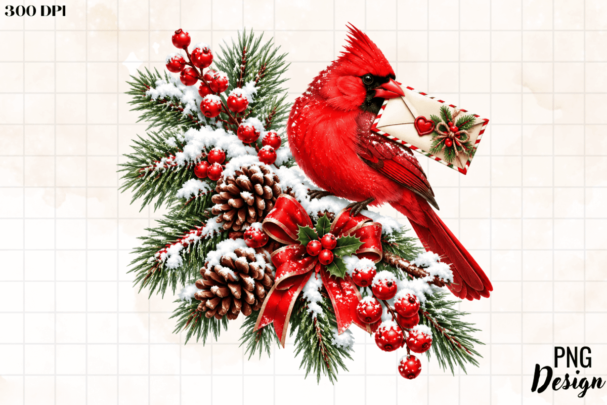 Red Cardinal Bird Pine Wreath PNG, an Object Graphic by Cut File (Photo 2 of 3)