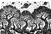 50 Mystical Galaxy Forest Silhouette, a Technology Illustration by Amazin_art (Thumbnail 41 of 41)