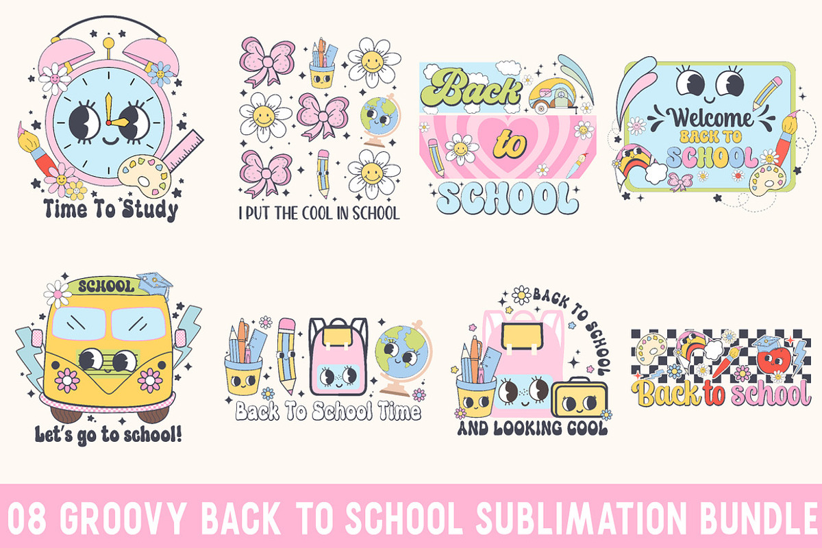 Groovy Back To School Sublimation, a Seasonal Illustration by Libby Wishes (Photo 3 of 3)