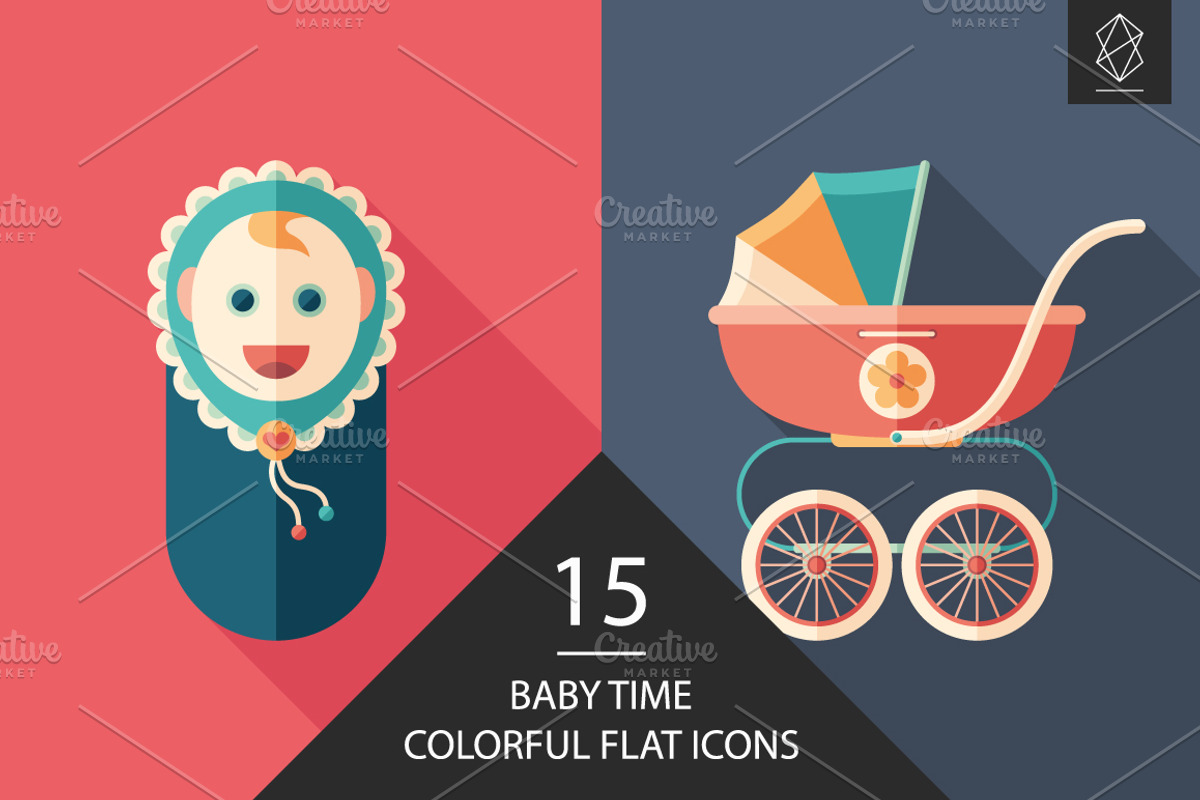 Baby time flat square icon set, an Icon by Yury Velikanov (Photo 1 of 4)
