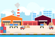 Container Ship at Freight Port Pack, a Technology Illustration by bungamustia (Thumbnail 2 of 12)