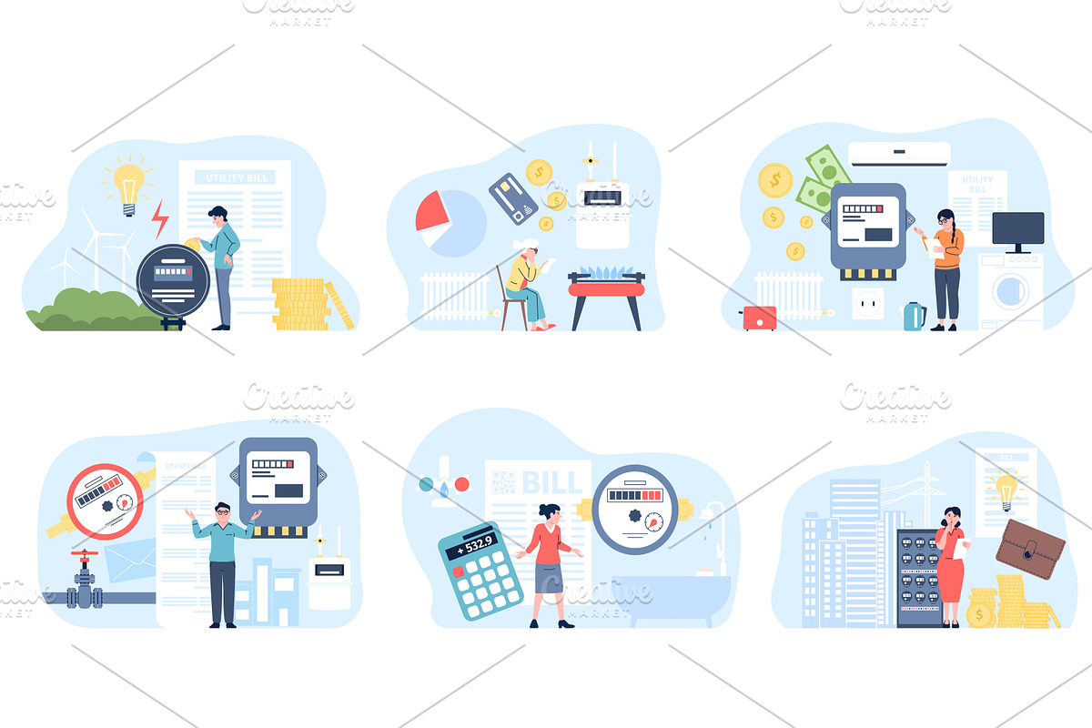 Utilities paying. Household payments, a Technology Illustration by LadadikArt