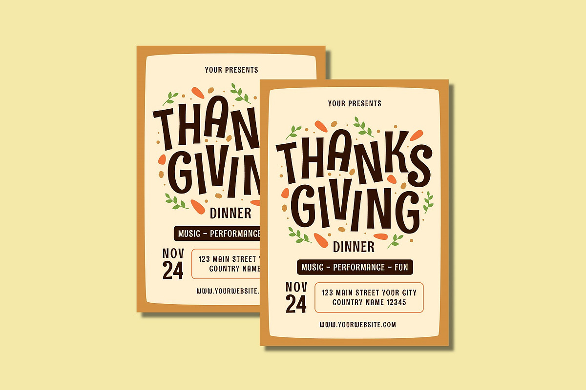Thanksgiving Dinner Flyer Set, a Flyer Template by Patria Ari (P4tcreativa) (Photo 2 of 4)