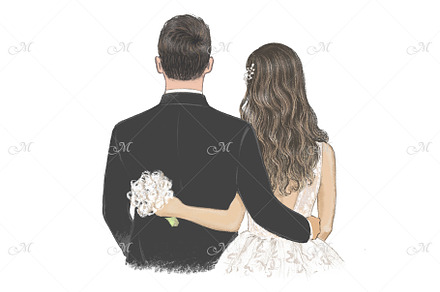 Young Couple Wedding Illustration