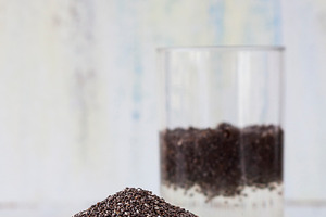 Container and glass of chia