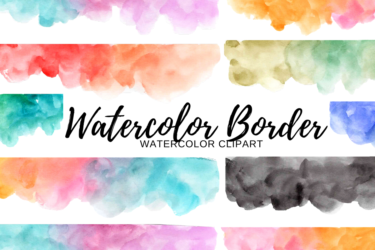 Watercolor border clipart, an Illustration by Writelovely (Photo 1 of 2)