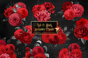 Red and Black Floral Bouquets