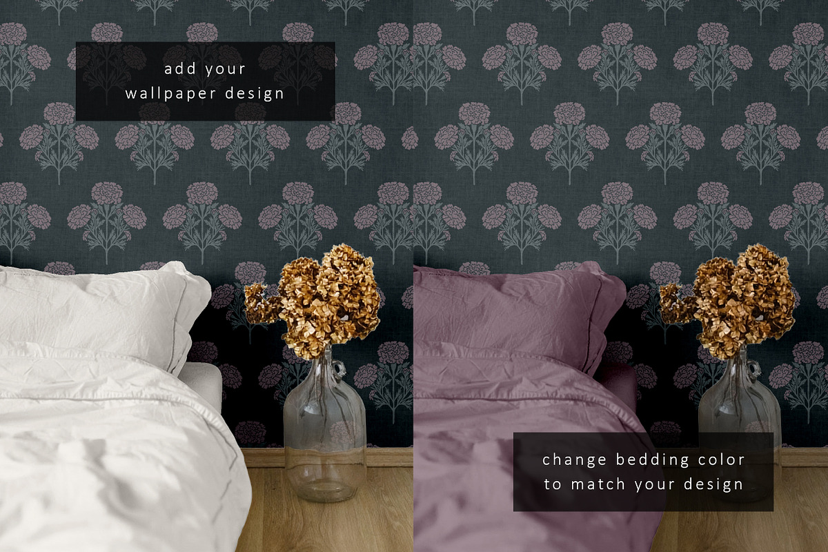 Minimalist Bedroom Wallpaper Mockup, a Household Mockup by LinnestCreative (Photo 2 of 6)