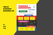 Bold Vibrant Resume / CV, a Resume Template by Jiwstudio (Thumbnail 2 of 3)