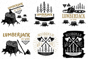 Lumberjack Illustrations Set