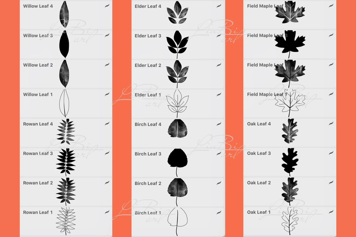 42 Procreate Leaves Brushes Set, a Brush Add-On by LiuBi Art (Photo 3 of 3)