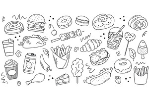 Simple hand drawn street food, a Food Illustration by Tati_Kli