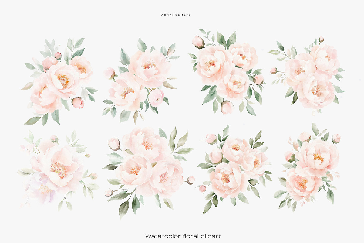 blush elegance floral clipart png, a Decorative Illustration by Patishop Art (Photo 6 of 8)