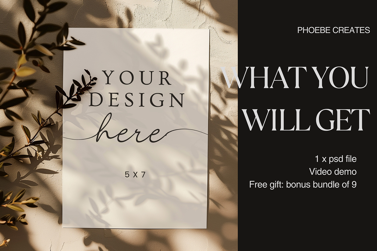 5x7 Invitation Mockup – Shadows, a Mockup by PhoebeCreates (Photo 2 of 6)