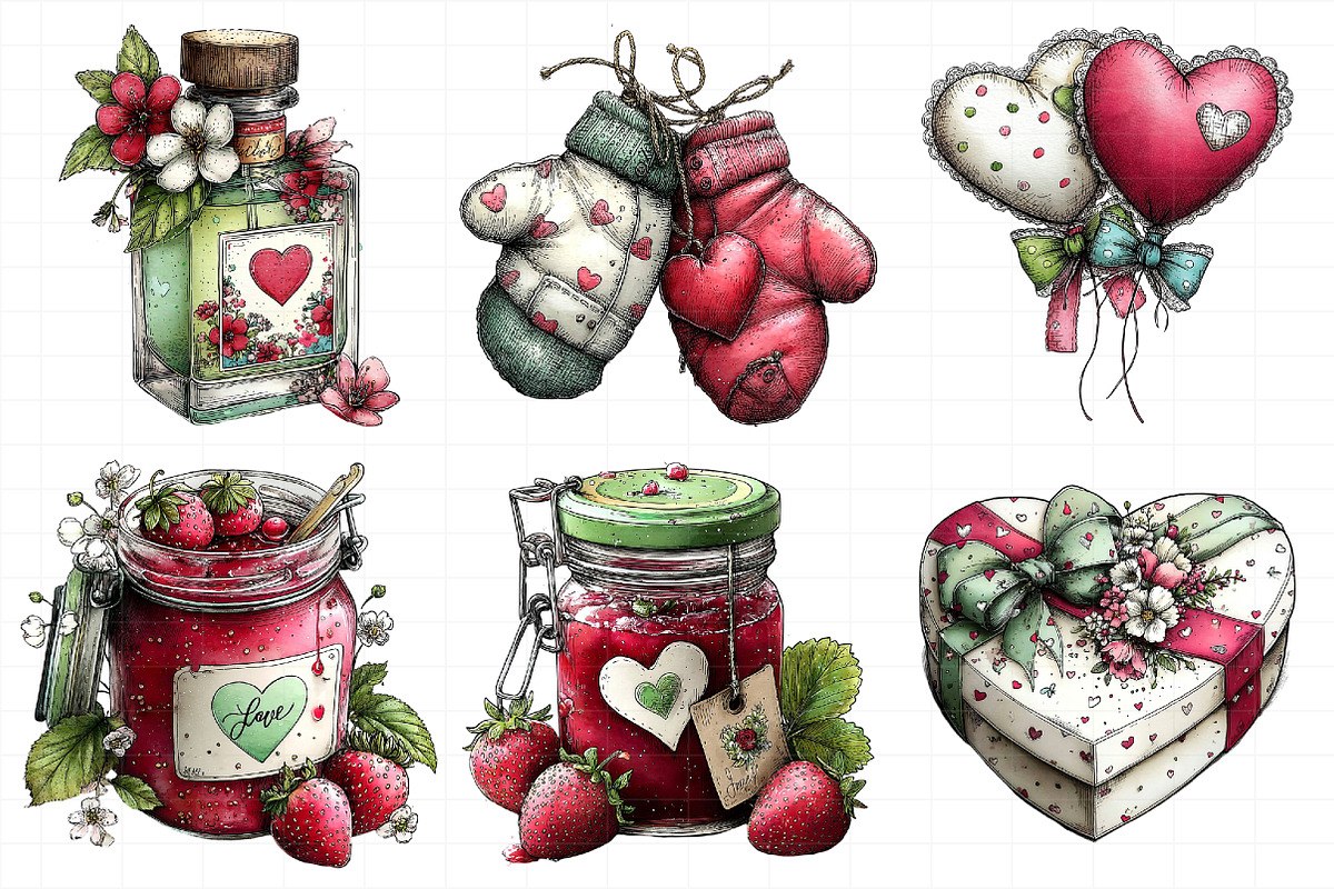 Whimsical Valentines Day Clipart, an Illustration by Daily.Designs (Photo 4 of 7)