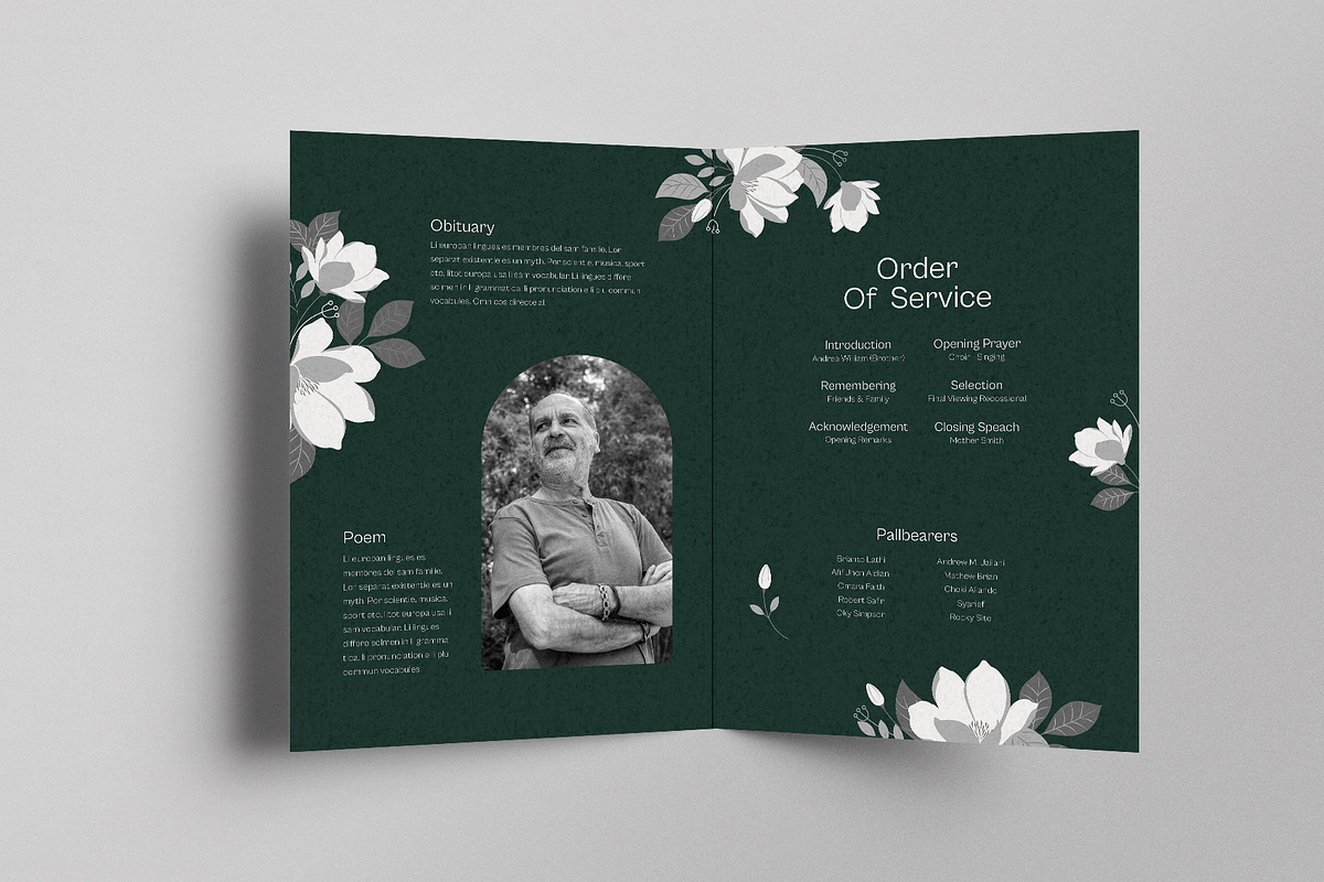 Green Floral Funeral Program, a Brochure Template by Neermana (Photo 4 of 4)