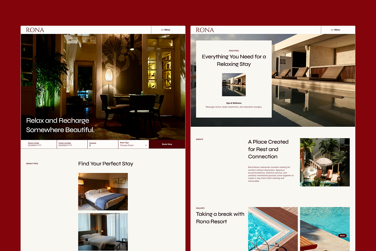 Hotel & Resort Figma Template, an UI Kit Template by Rozepaars Design (Photo 2 of 7)