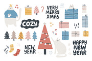 Modern Christmas. Cats & Lettering, an Object Graphic by MaNechaeva (Thumbnail 3 of 14)