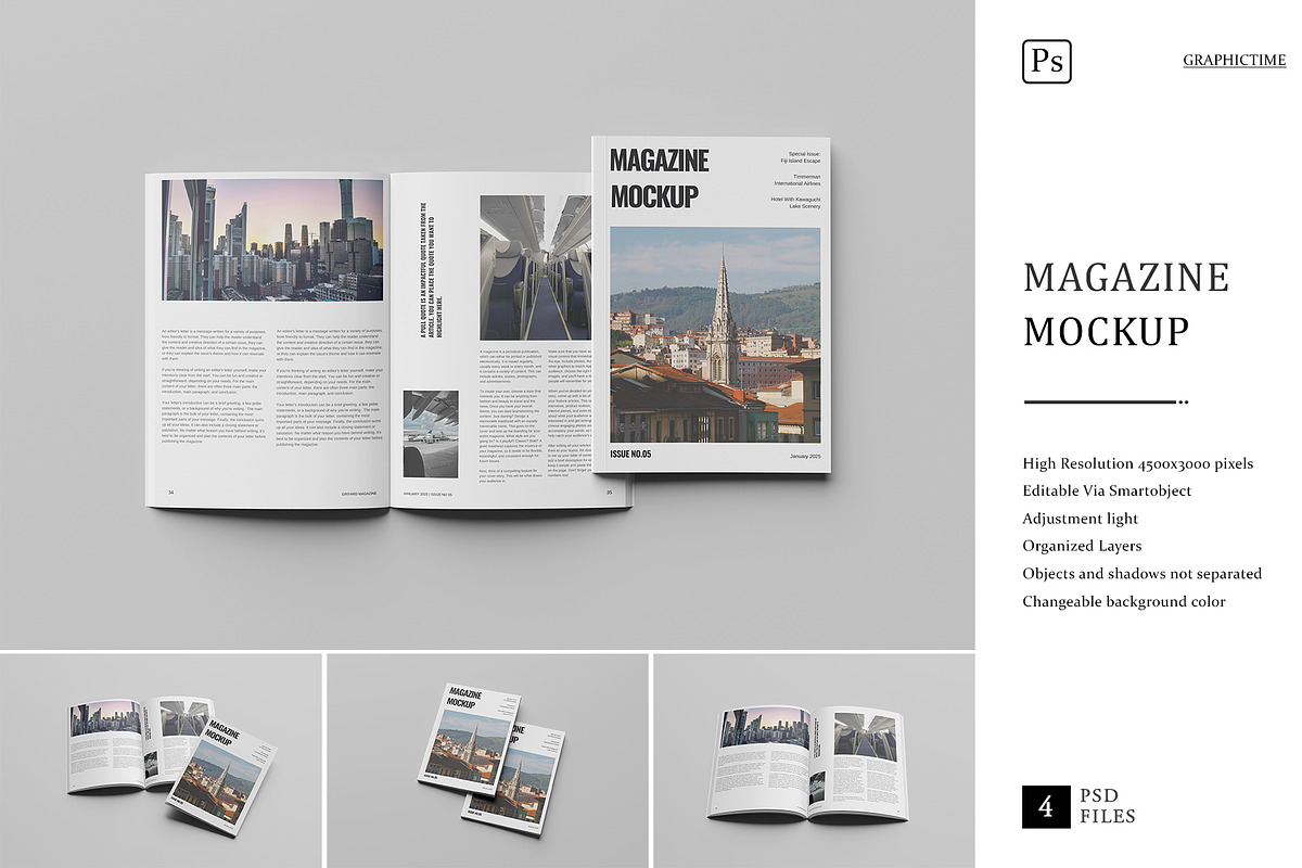 Magazine Mockup, a Books & Magazine Mockup by graphictime (Photo 1 of 6)