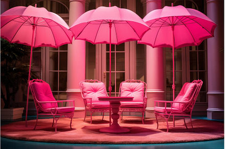 Vibrant Pink beach surreal umbrella, a Nature Photo by Ylivdesign