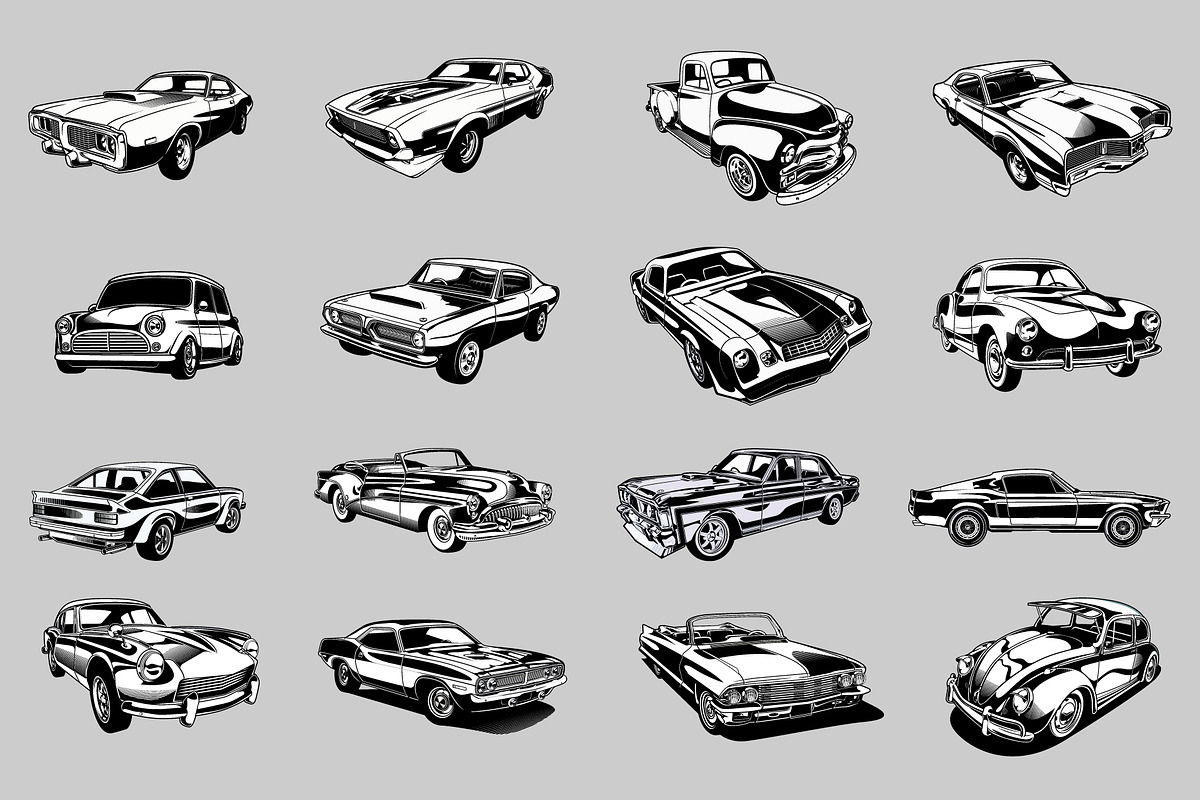 80 Monochrome classic muscle cars, a Transportation Illustration by The BolzStudio (Photo 2 of 6)
