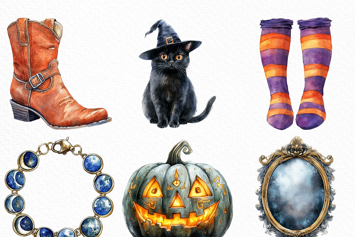Watercolor Witch Clipart Bundle, an Illustration by Craft Nest (Photo 4 of 6)