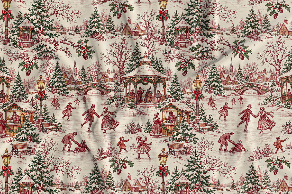 Winter Skating Festival Toile Design, a Pattern Graphic by Olya Creative (Photo 9 of 10)