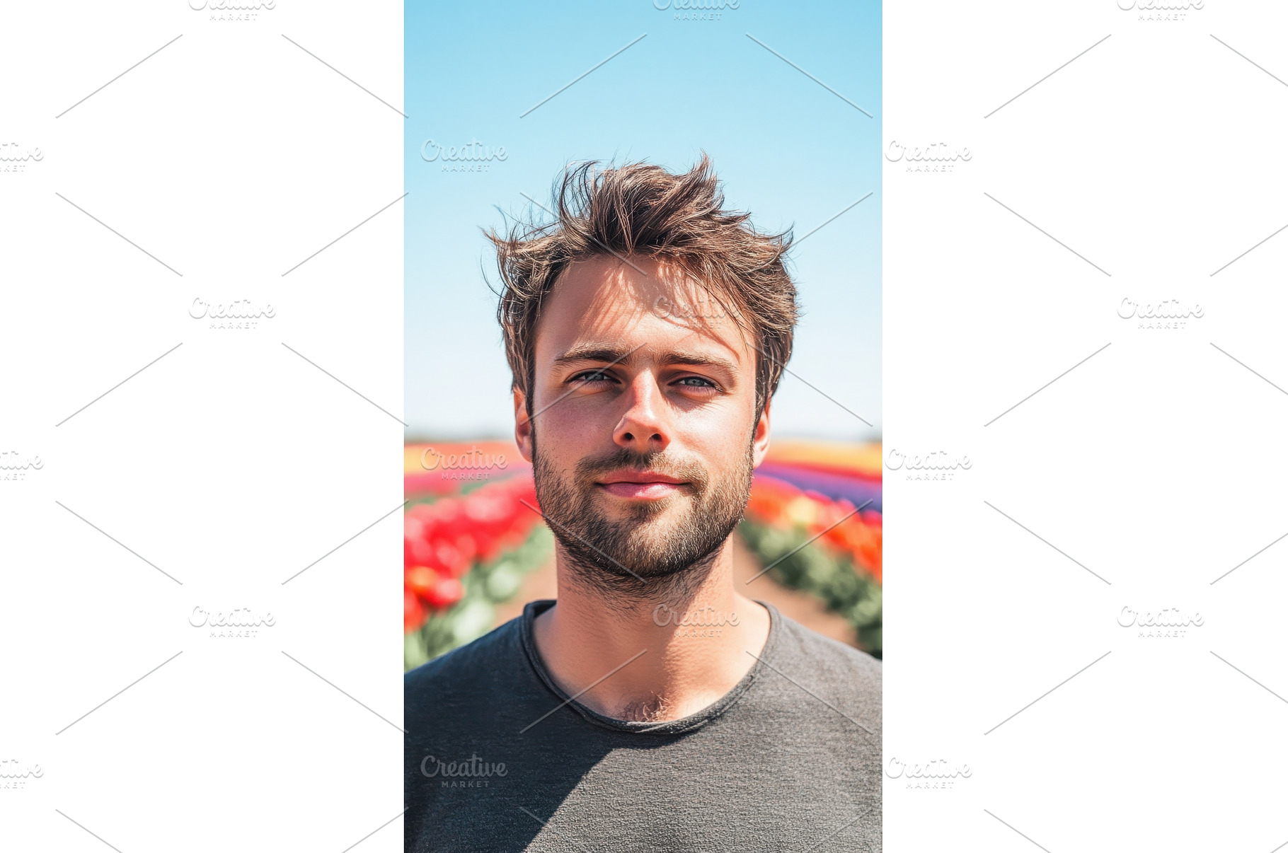Man in a tulip field, a Nature Photo by Beautiful things