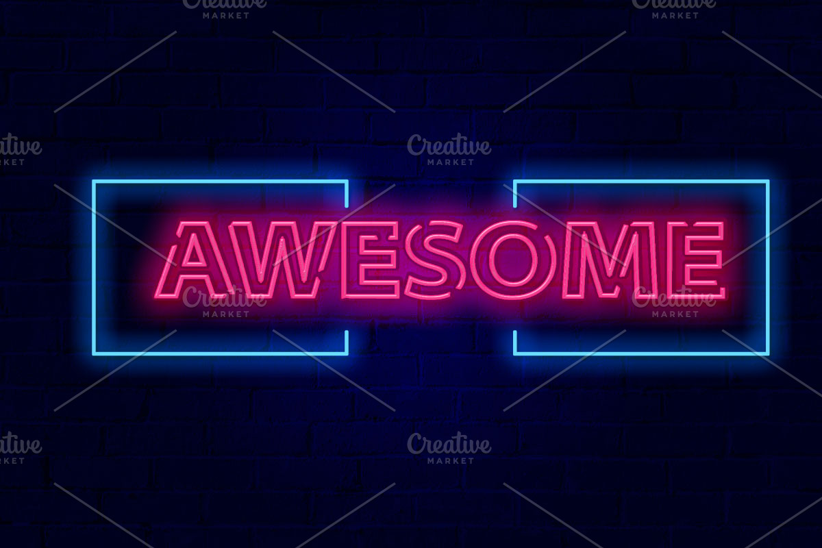 Awesome Neon Sign PSD Editable Text, a Layer Style Add-On by TrueVector