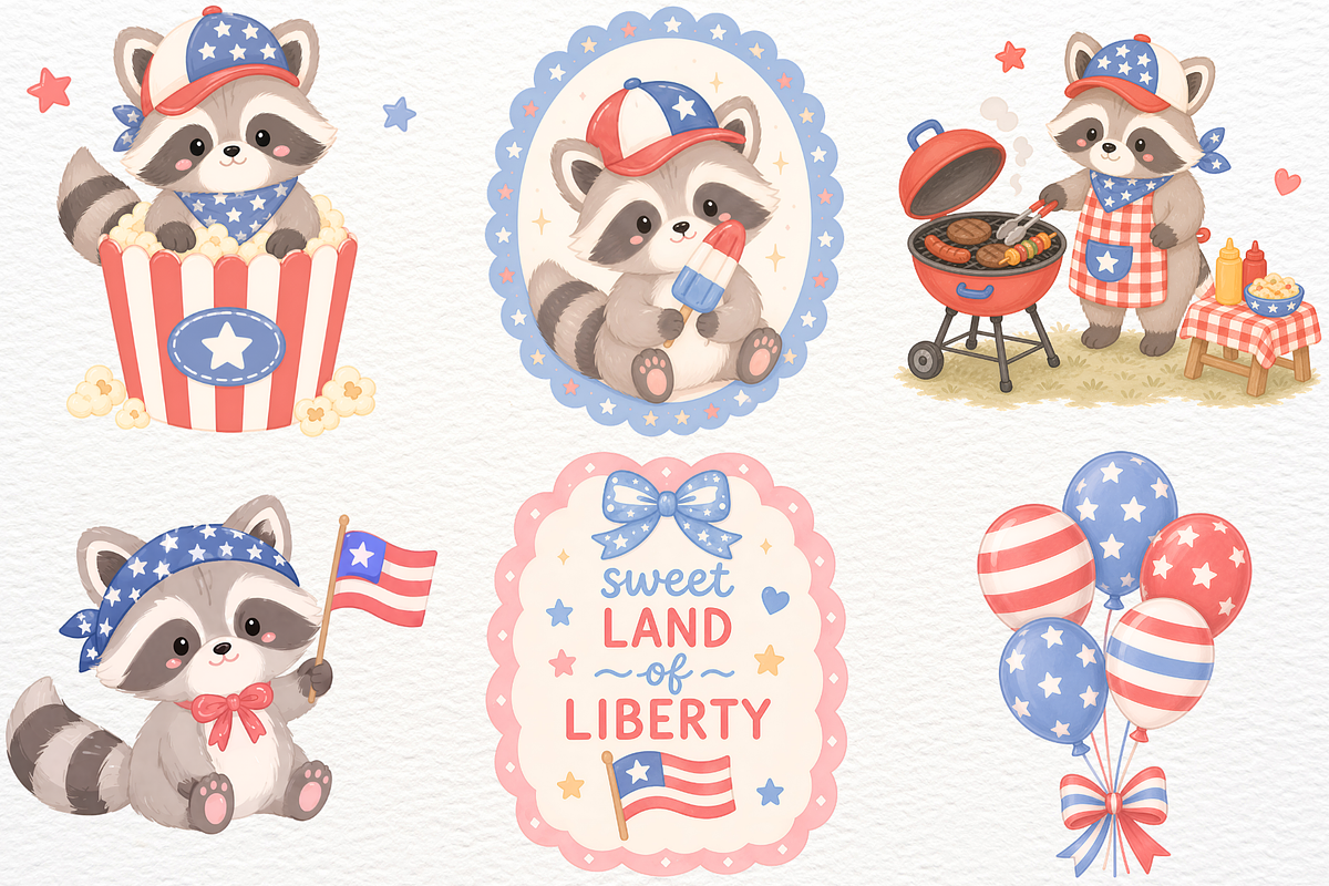 4th of July Clipart Patriotic Animal, an Animal Illustration by SugarCloudStudioArt (Photo 4 of 7)