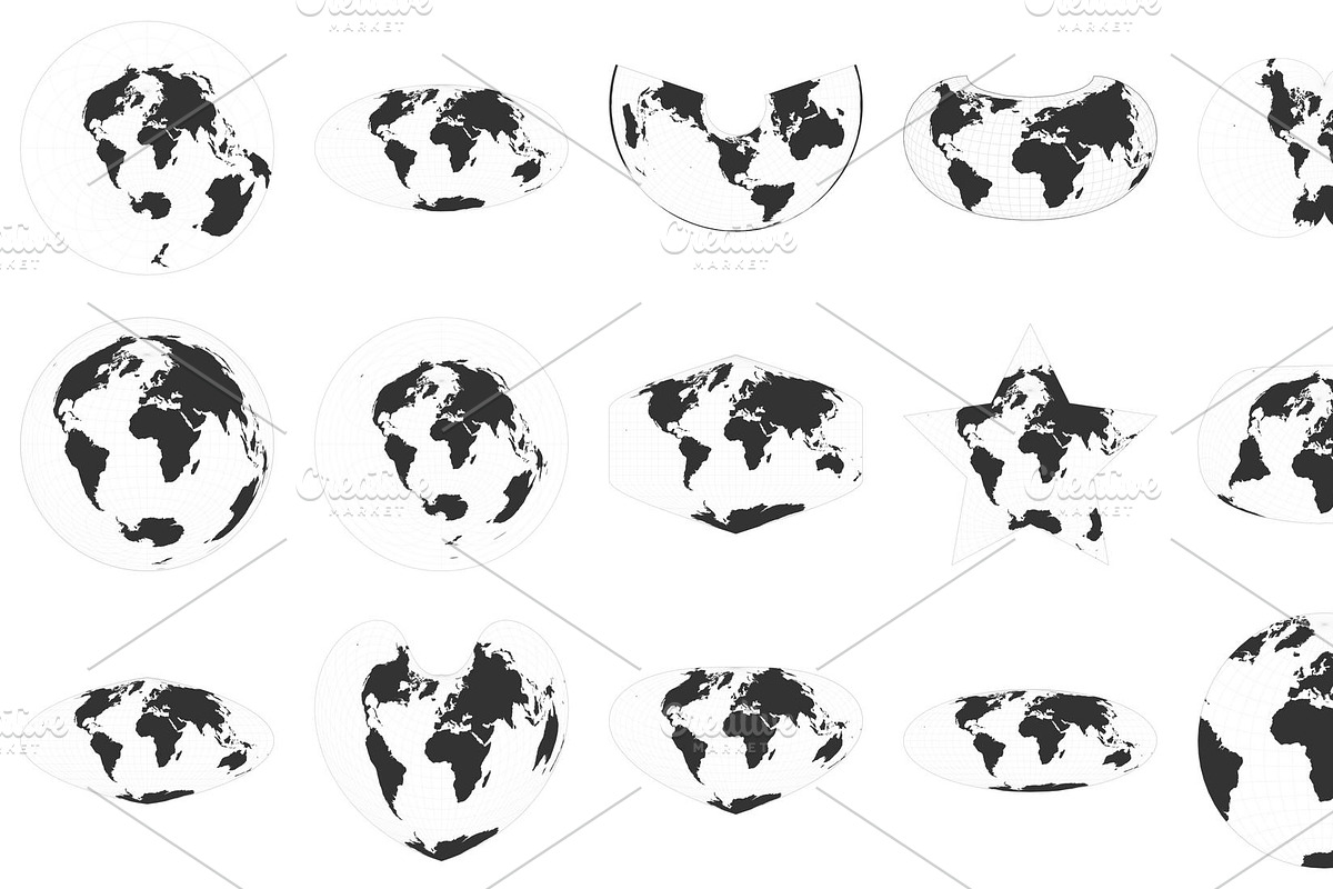 100 World Projections Vector Set, an Education Illustration by Eugene Ga (Photo 5 of 7)