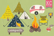 Camping clip art pack with papers, an Illustration by Katy Clemmans (Thumbnail 2 of 5)