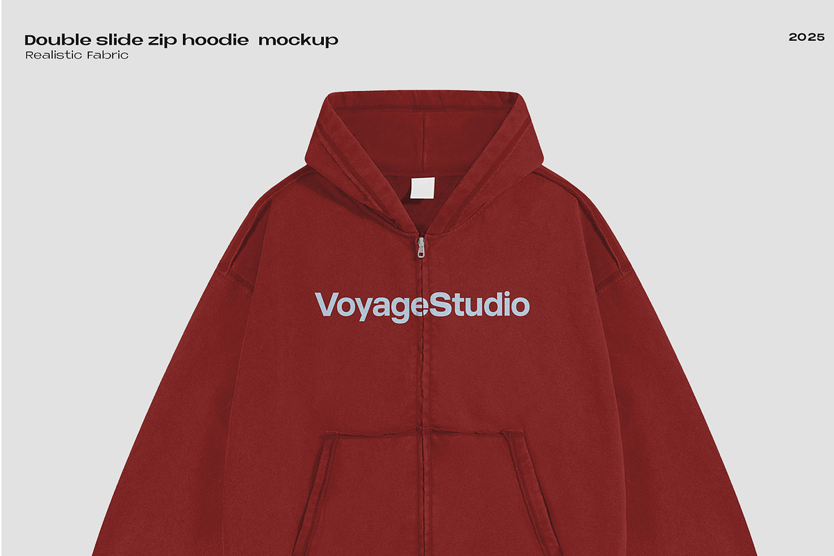 Double slide zip hoodie mockup, a Hoody Mockup by Voyage Studio (Photo 2 of 3)