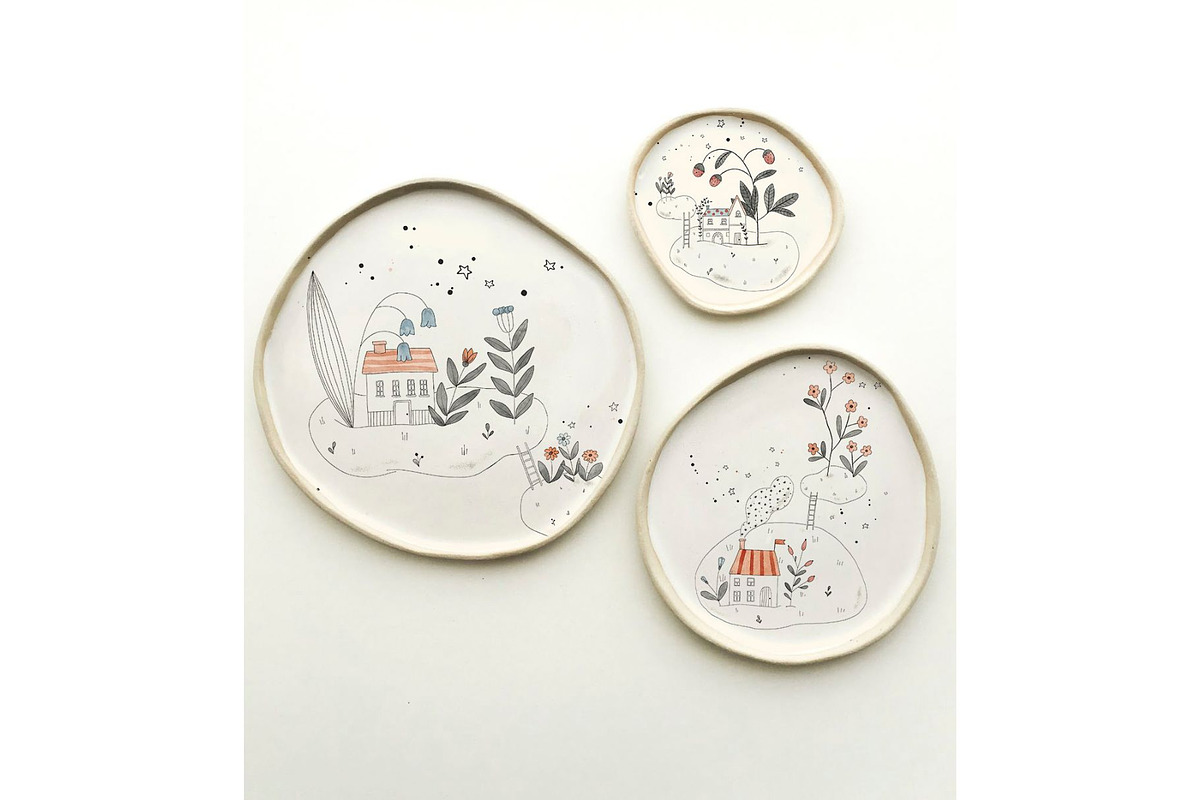 Little Houses in Cloudes Pattern, a Pattern Graphic by MouseGrey (Photo 2 of 8)