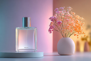 Elegant Perfume Bottle and Flowers M, a Photo by Pixeness Studio