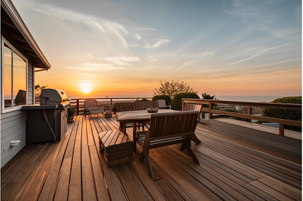 deck with built-in grill, lounge, an Architecture Photo by Sergey Kotenev