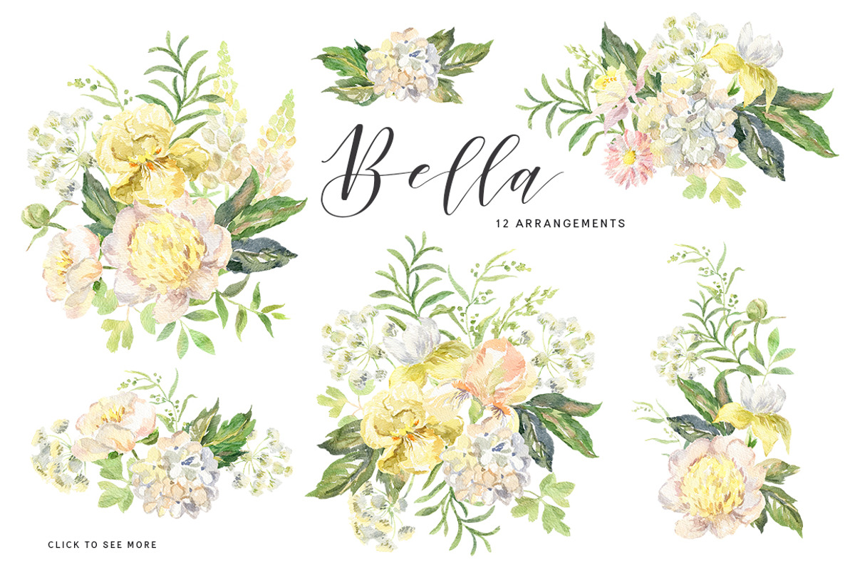 Bella. Watercolor floral collection, an Illustration by OJardin (Photo 5 of 6)