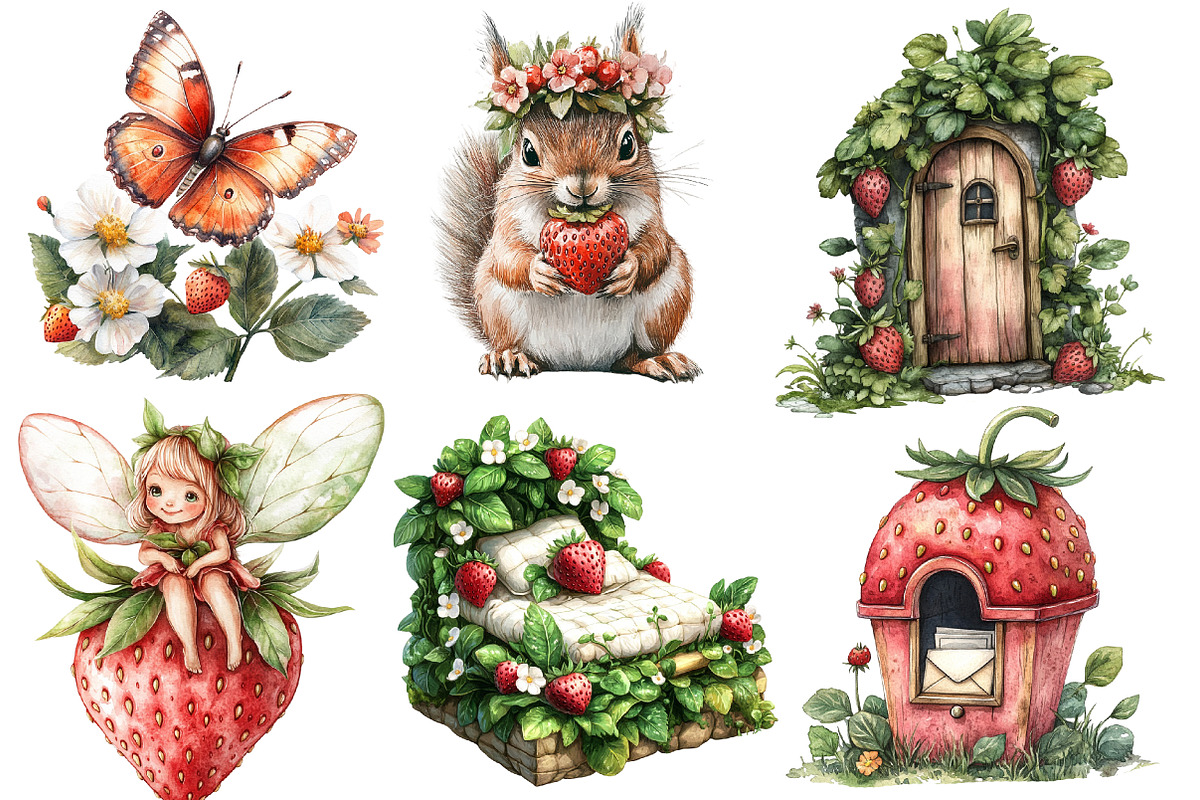 Strawberry Fairy Garden Clipart, an Illustration by Designworld (Photo 4 of 6)