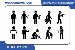 Construction Worker Icon Set, a Solid Icon by Fontmine Studio