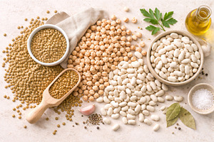 Assortment of beans, lentils, and ch, a Photo by Dvoevnore photos
