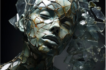 Intense woman cracked glass, a Technology Photo by Ylivdesign