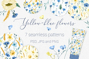Yellow-blue flowers. 7 patterns, a Pattern Graphic by HmarkaShop (Thumbnail 1 of 5)