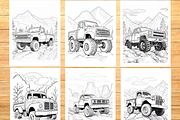 Truck Coloring Book for Kids 8-12, a Transportation Illustration by LA Design (Thumbnail 2 of 9)
