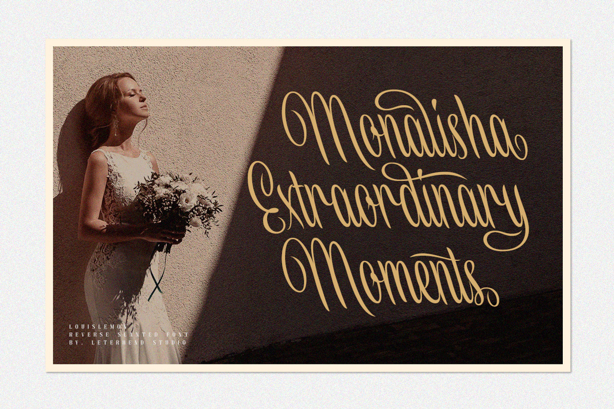 Louislemon - Reverse Slanted Display, a Script Font by Letterhend Studio (Photo 3 of 11)
