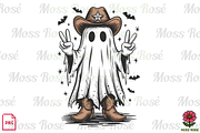 Cowboy Ghost Peace Sign PNG, a Graphic by Moss Rose (Thumbnail 1 of 3)