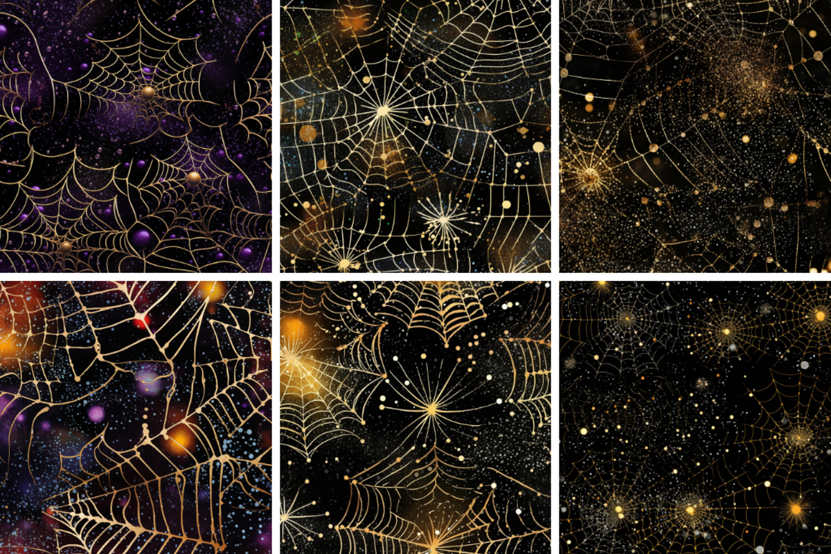 Glittery Spider Web Seamless Patterns