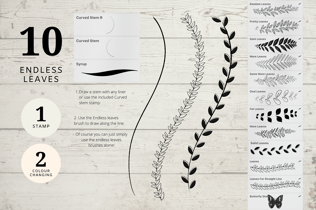 Procreate Endless Leaves  brushes, a Brush Add-On by Artbykimmyw (Photo 2 of 4)