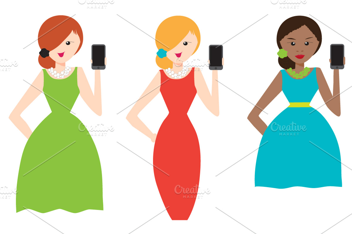 Social Girls on Phone, an Illustration by eightcrazy (Photo 1 of 3)