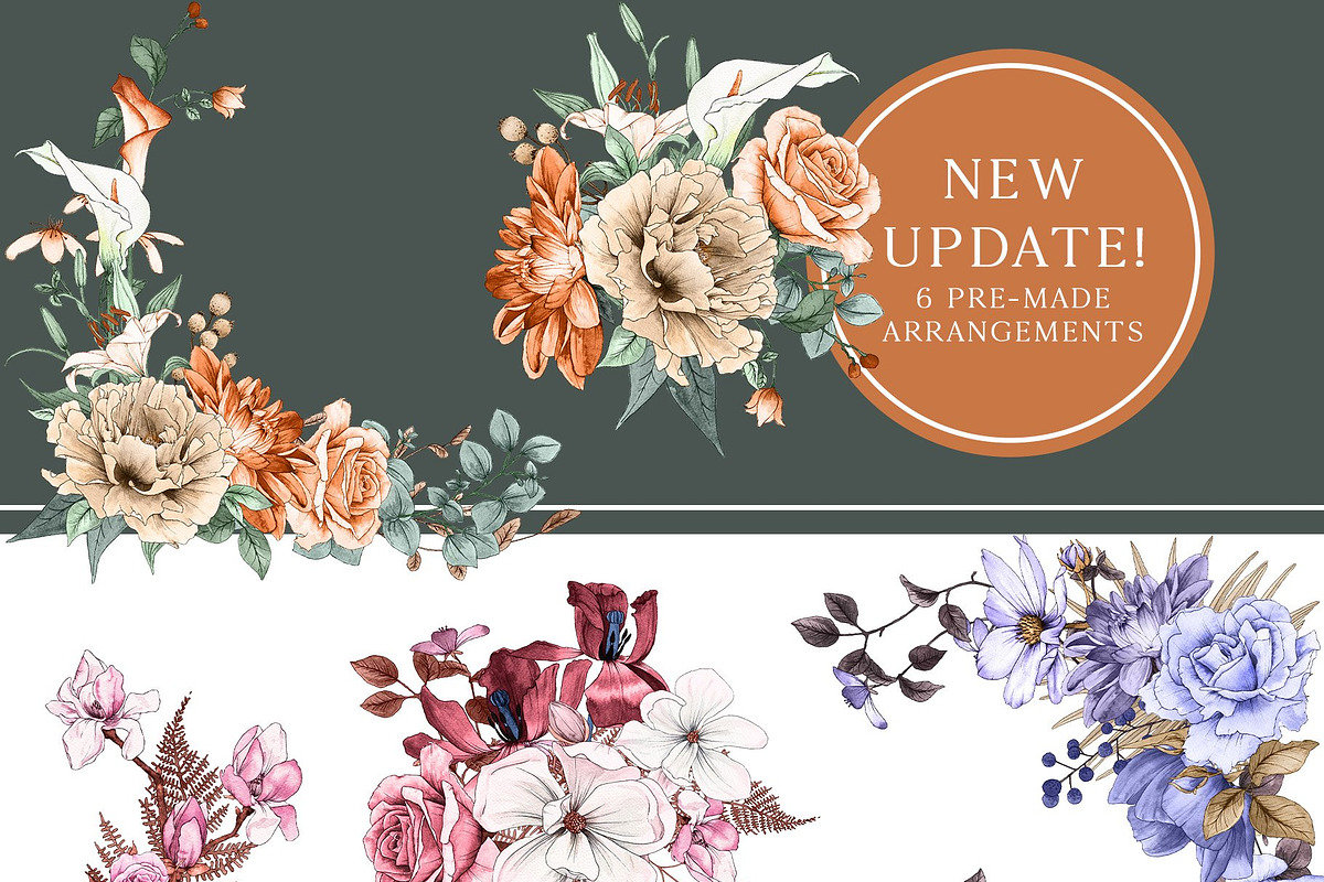 The Watercolor & Ink Flower & Leaf, an Object Graphic by Pretty Little Lines (Photo 11 of 11)