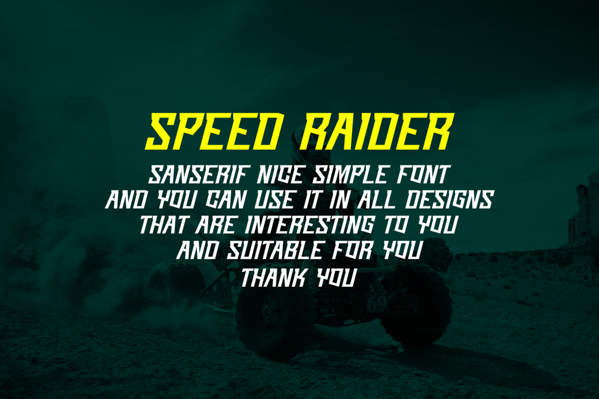 Speed Raider, a Sans Serif Font by albert_kalingga (Photo 3 of 5)